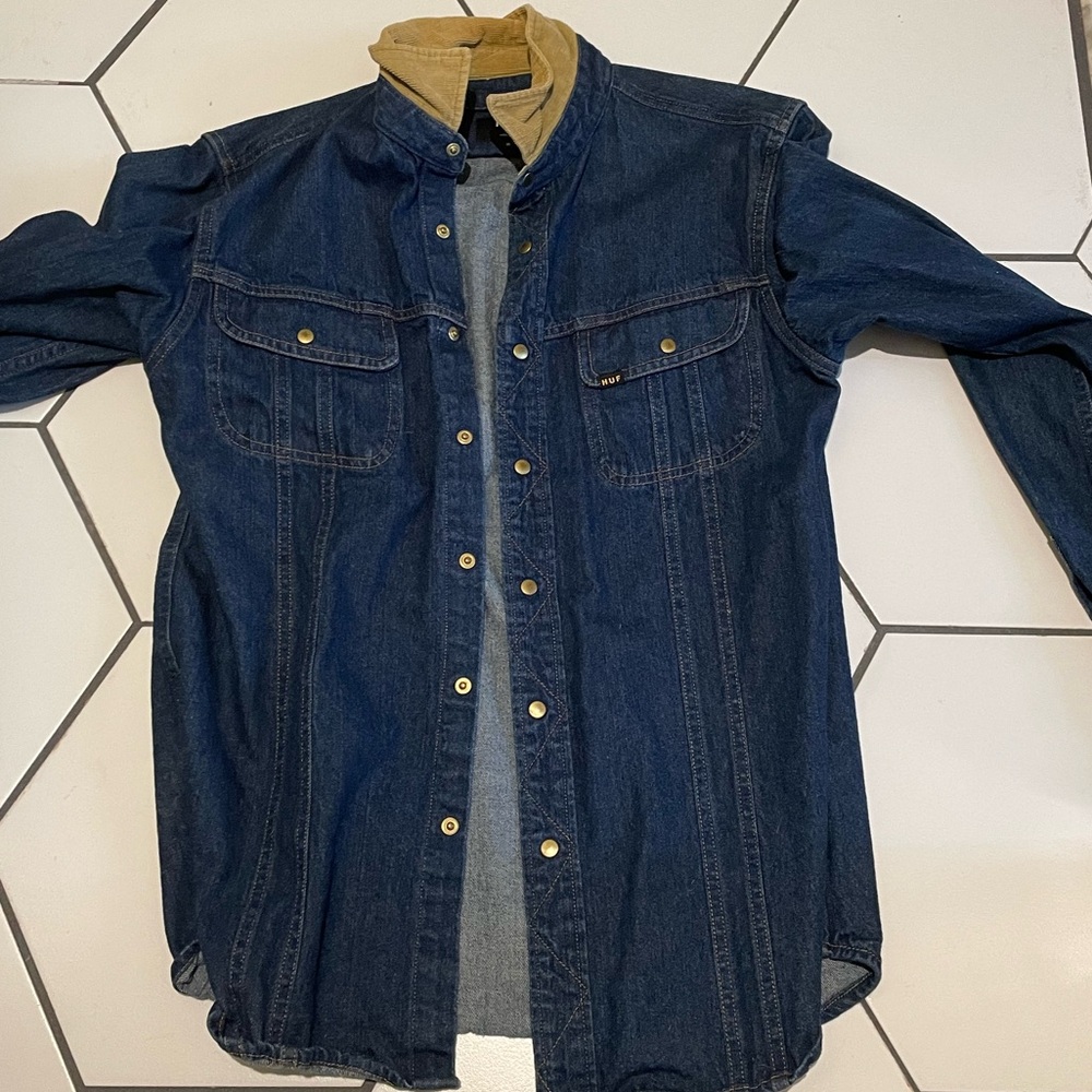HUF Men’s snap button denim shirt size M